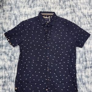 Men's Classic Navy Blue Printed Shirt